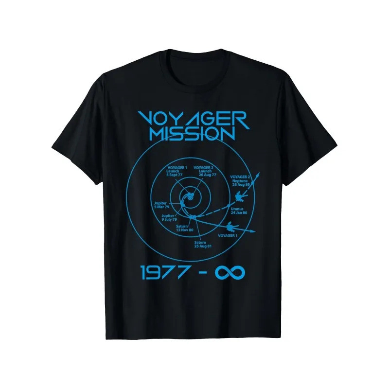 เสื้อยืดผู้ชายลาย Voyager 1 และ 2 Probes สำหรับการสำรวจอวกาศ เสื้อยืดผู้หญิงผ้าฝ้าย ทรงหลวม สไตล์ลำล
