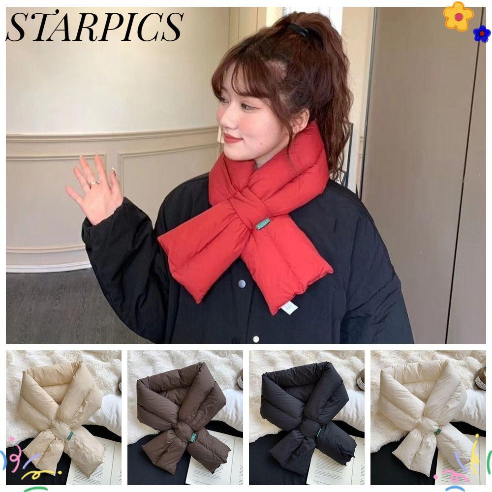 ผ้าพันคอ STARPICS, Anti Cold Keep Warm Down Cotton Scarf, ผ้าฝ้าย PP หนา Cross Feather ผ้าคลุมไหล่ฤด