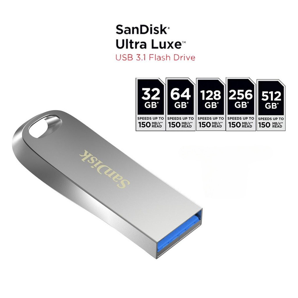 SANDISK ULTRA LUXE แฟลชไดร์ฟ 32/64/128/256 Read 150MB/s