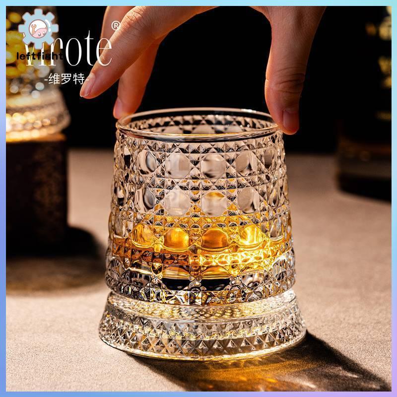 ซ้าย 2026 ใหม่แก้ววิสกี้หมุน Whisky แก้วฐาน 360 หมุนองศาคริสตัล Rum แก้วสําหรับ Cotail Party ดื่ม GHT