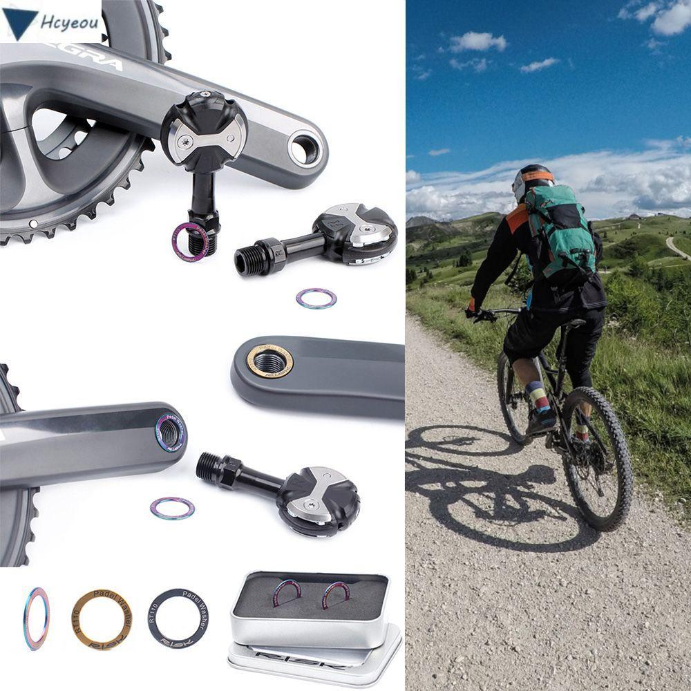 HCYEOU 2 ชิ้น Pedal Spacer 3 สีไทเทเนียมกันน้ําจักรยานเหยียบเครื่องซักผ้า