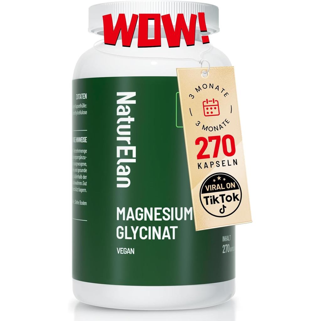 Magnesium Glycinate High Dose Capsules 270x - 300mg Magnesium ต่อ Daily Dose, Veganicinate, High Dos