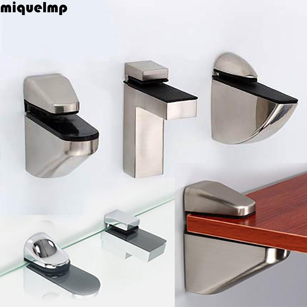 MIQUEL คลิปยึดแก้วสําหรับชั้นวางไม้แก้วสังกะสีอัลลอยด์ชั้นวางคลิปกระดานลามิเนตวงเล็บปรับคลิปกระจก