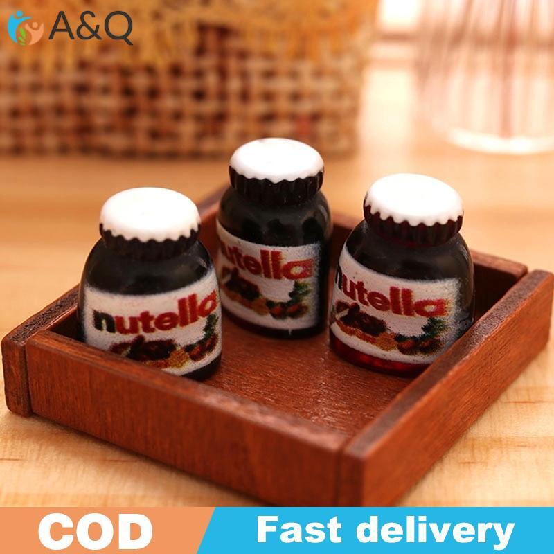 A&Q 3 ชิ้น 1:12 Dollhouse Miniature ซอสช็อคโกแลตอาหารห้องครัว Living ฉากตกแต่งของเล่น.