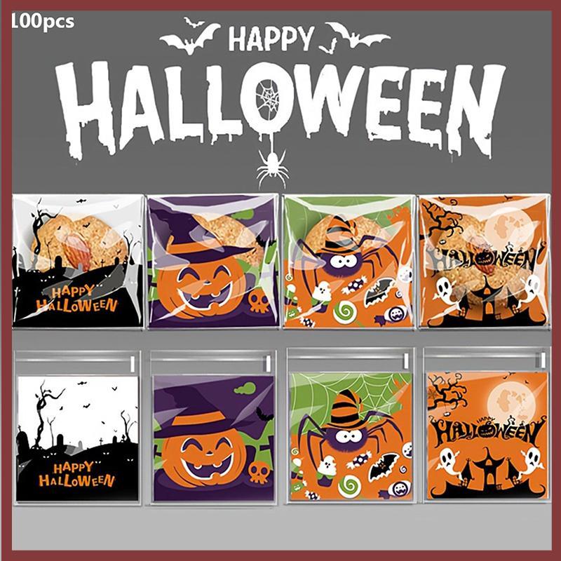 [DT] 100 ชิ้นฟักทองถุงขนมฮาโลวีน Happy Halloween Party ตกแต่งเด็กของขวัญ Tri หรือรักษาลูกอมคุกกี้ Sp