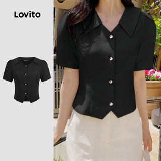 Lovito เสื้อเบลาส์ลำลอง เรียบง่าย ฤดูร้อน/ฤดูใบไม้ผลิ สำหรับ…