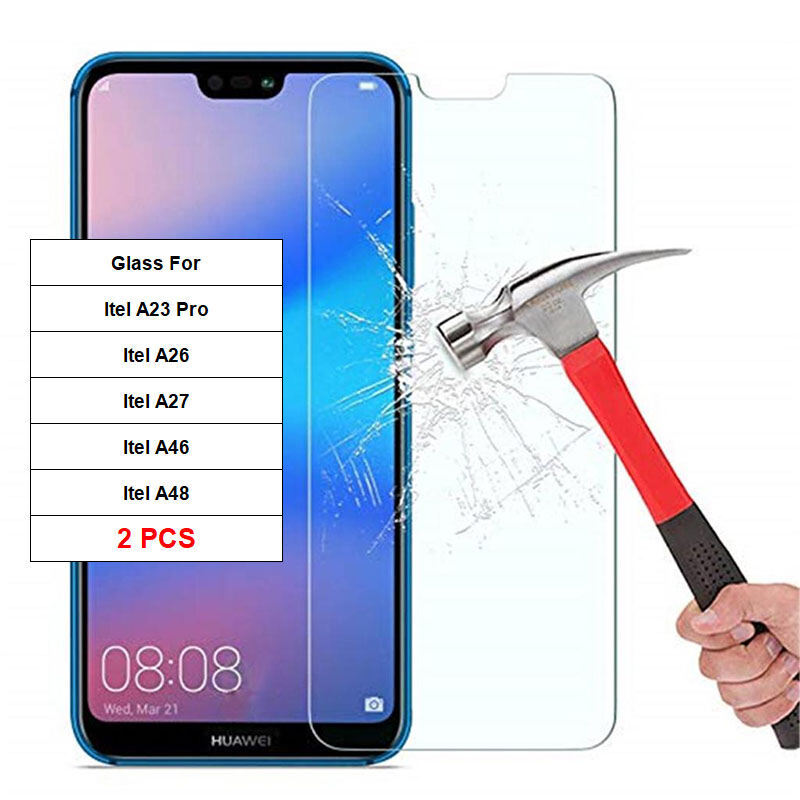 2 ชิ้นสําหรับ Itel A48 A46 A27 A26 A23 Pro กระจกเทมเปอร์ปกป้องหน้าจอหน้าจอฟิล์ม HD โปร่งใส handphone