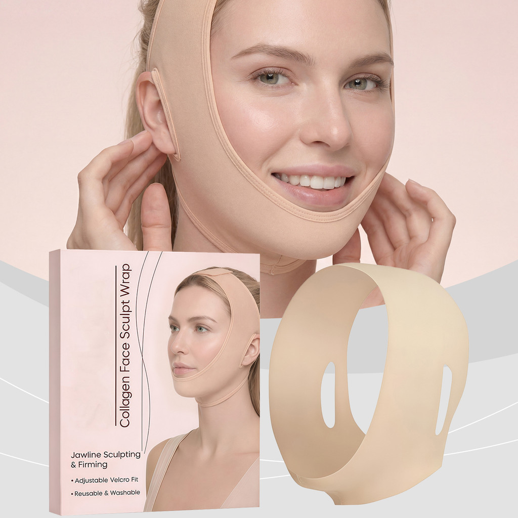 คอลลาเจน Face Sculpt Wrap 1 PC Jawline Firming Lifting ปรับ Velcro Comfort Fit Reusable Washable Ski
