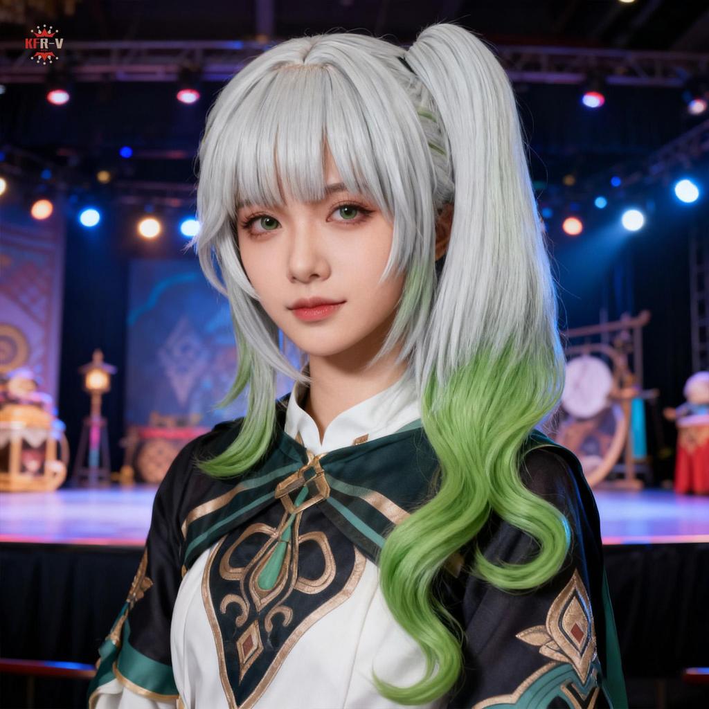 Nahida คอสเพลย์วิกผมซิลิโคนหนังศีรษะเส้นใยอุณหภูมิสูงสําหรับ Nahida Cos วิกผมสีเขียวอะนิเมะตัวละครเค