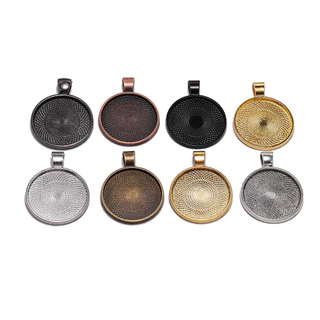 10ชิ้น ฐานจี้วินเทจ 20-30มม มีลายสวยงาม สำหรับใส่หินแก้ว (Cabochon) อะไหล่ DIY ทำสร้อยคอและพวงกุญแจ