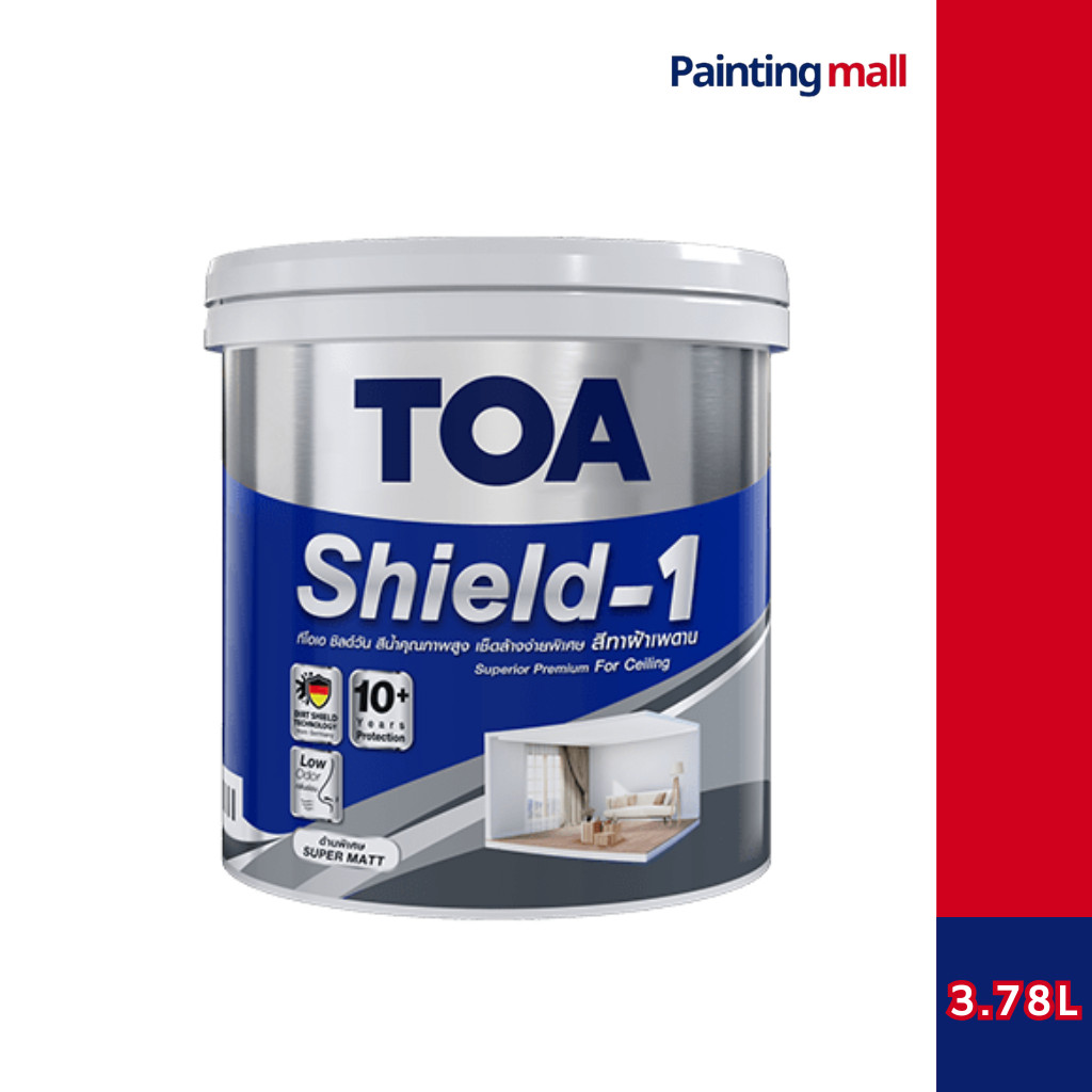 TOA Shield 1 (E777,E999) สีทาฝ้าเพดาน ชนิดด้านพิเศษ ขนาด 3.78L สีทาฝ้า สีฝ้าเพดาน สีทาเพดาน