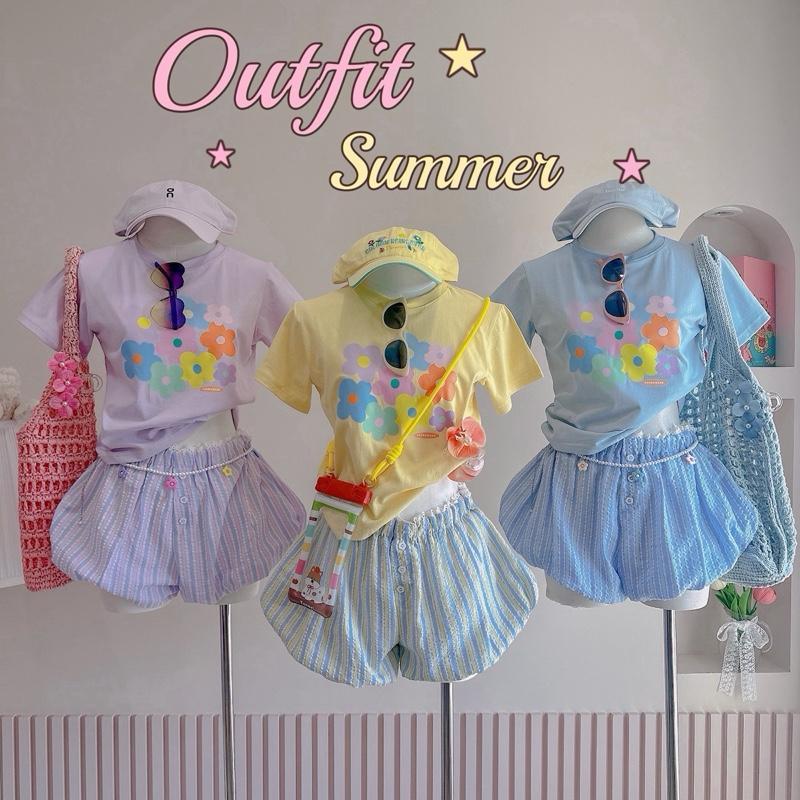 ‼️มีส่งด่วน‼️พร้อมส่ง‼️summer Baby Tee เซตซัมเมอร์ สีสดใส