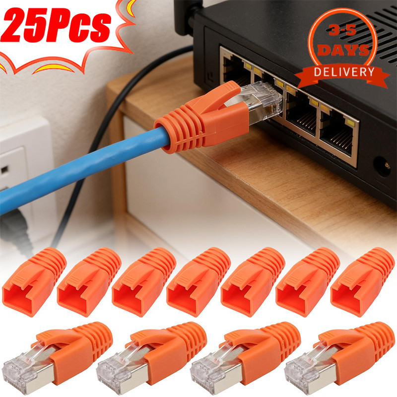 [จัดส่งภายใน 3-5 วัน]ฝาครอบขั้วต่อ RJ45 10/15/25 ชิ้น PC + ทองเหลืองป้องกัน RJ45|เปลือกป้องกันกันน้ํ