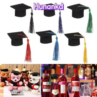 HUAN 6 ชิ้นมินิหมวกรับปริญญาตุ๊กตาพู่ DIY หมวกทรงสูง คละสี ส…