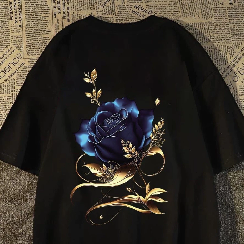 เสื้อยืดแขนสั้นผู้ชาย ลายพิมพ์ดอกกุหลาบ thumbnail 3