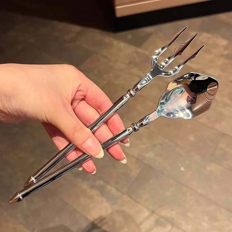 316 สแตนเลส Aquaman Trident Western อาหารส้อม Western ช้อนอาหารชุดเค้กขนมหวานช้อน