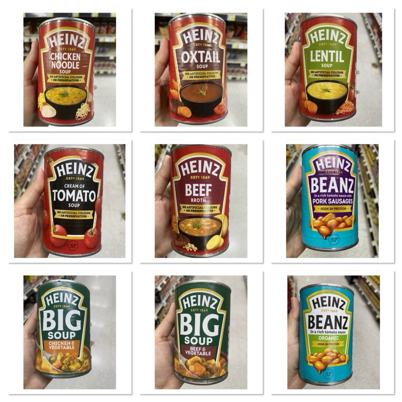 Heinz Beef Broth Soup 400 G. / Chicken Noodle / Oxtail / Lentil / Cream Of Tomato / Beanz Pork Sausa