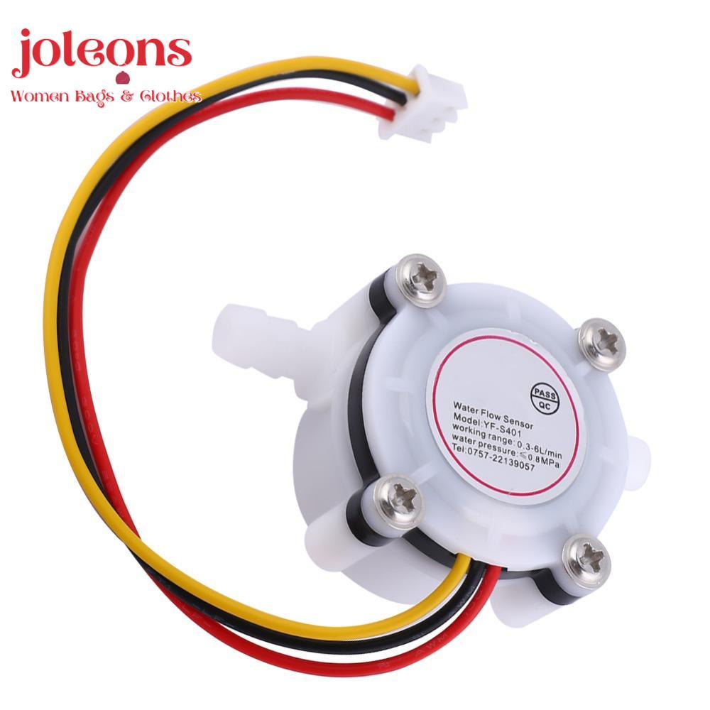 JOLEONS Water Flow Sensor, YF-S401 0.3-6L/min Water Hall Flow Sensor, Hall Effect สําหรับ 6 มม.ท่อ B