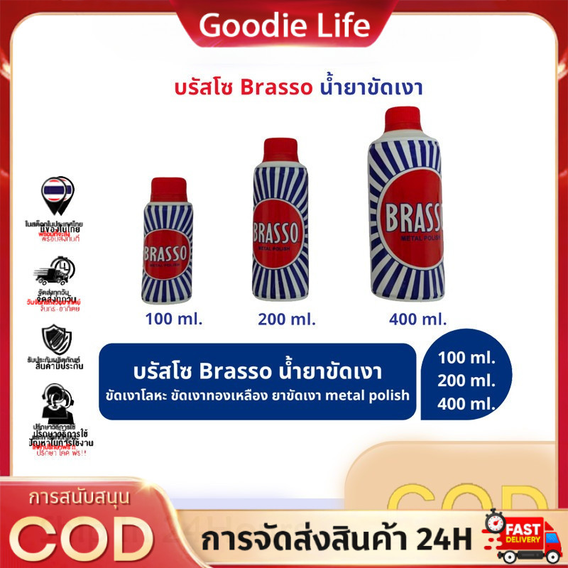 Brasso บรัสโซ บัสโซ 100/200 ml Brasso น้ำยาขัดเงา ขัดเงาโลหะ ขัดเงาทองเหลือง ยาขัดเงา metal polish