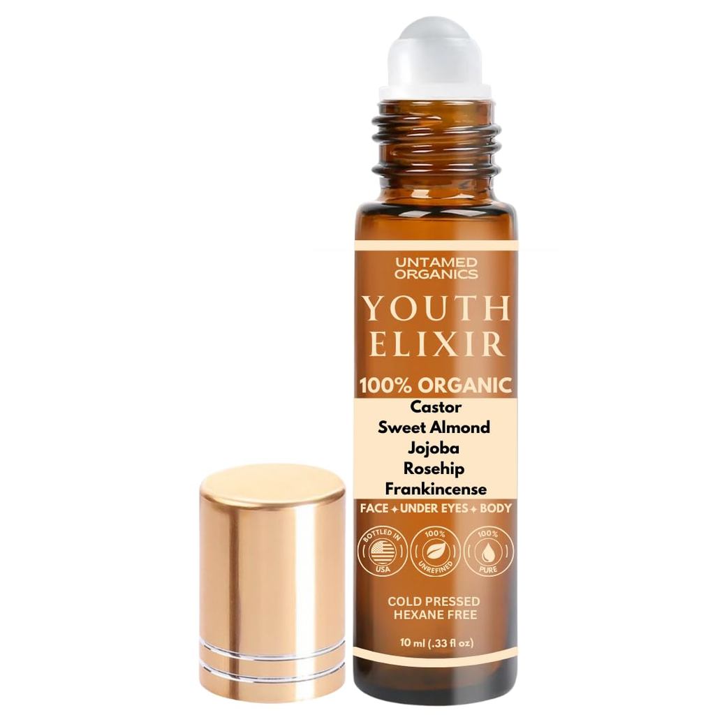 Youth Elixir - Roll On Facial Serum สําหรับใต้ตาและใบหน้าที่ผ่านการรับรองจากออร์แกนิคสกัดเย็น Hexane