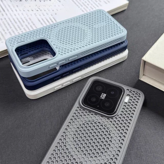 เคสโทรศัพท์ระบายความร้อนแบบรังผึ้งสําหรับ XIAOMI 15 14 13 13T Pro POCO F5 F6 F7 Pro/Ultra มินิมอลออกแบบฝาครอบป้องกันแม่เหล็ก PC พนักพิง TPU ขอบนุ่ม anti drop shell