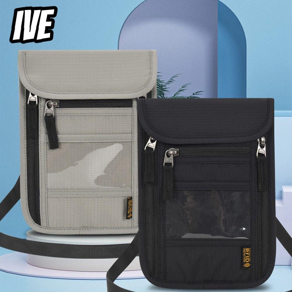 IVEYOUNG กระเป๋าสตางค์คอพร้อมสายคล้องคอปรับได้ Minimalist Security RFID Blocking