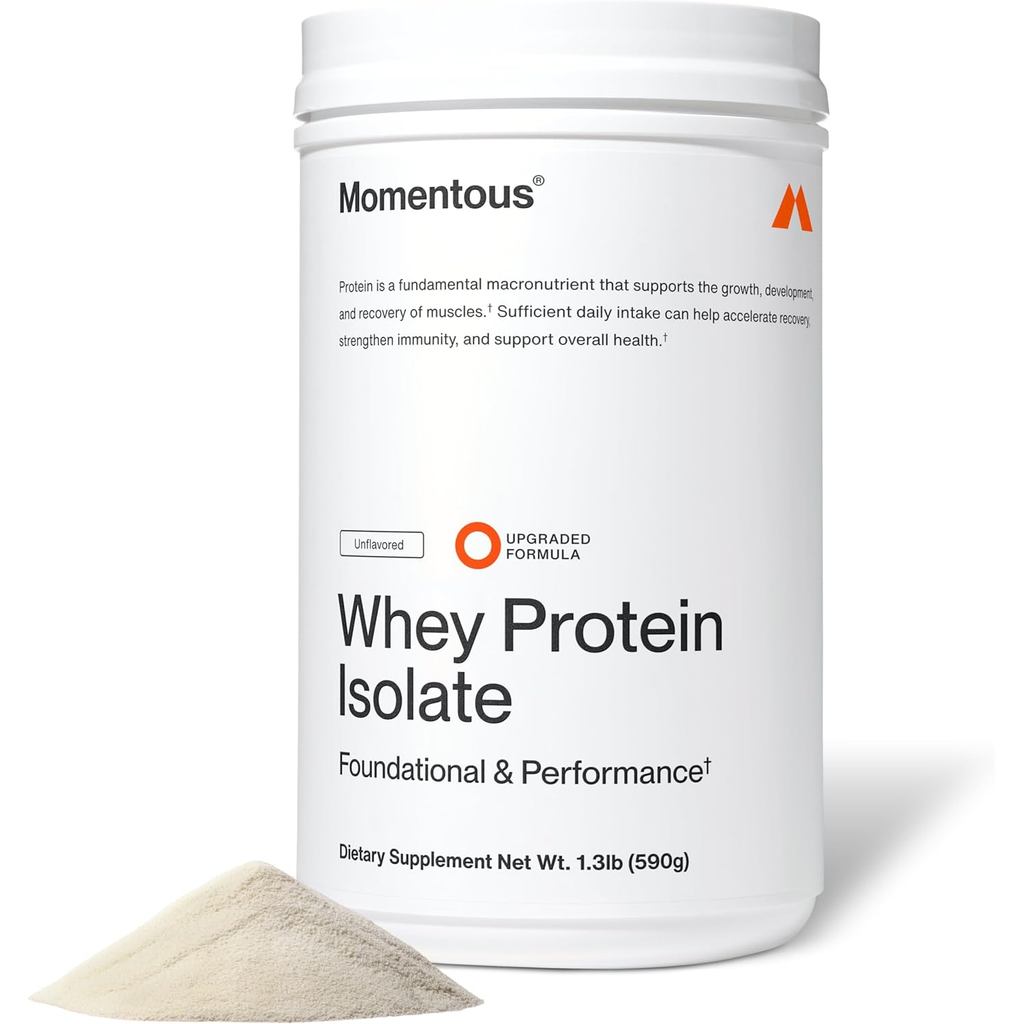 Momentous Essential Grass-Fed Whey Protein Powder - 20 g Whey Isolate Protein - NSF Certified for Sp
