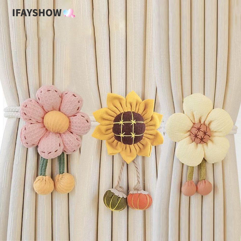 IFAYSHOW ผ้าม่านหัวเข็มขัด,ปรับวงยืดหยุ่นดอกไม้รูปร่างผ้าม่าน Tieback, การ์ตูนผ้าม่าน Tying เครื่องมือเด็กตกแต่งบ้าน