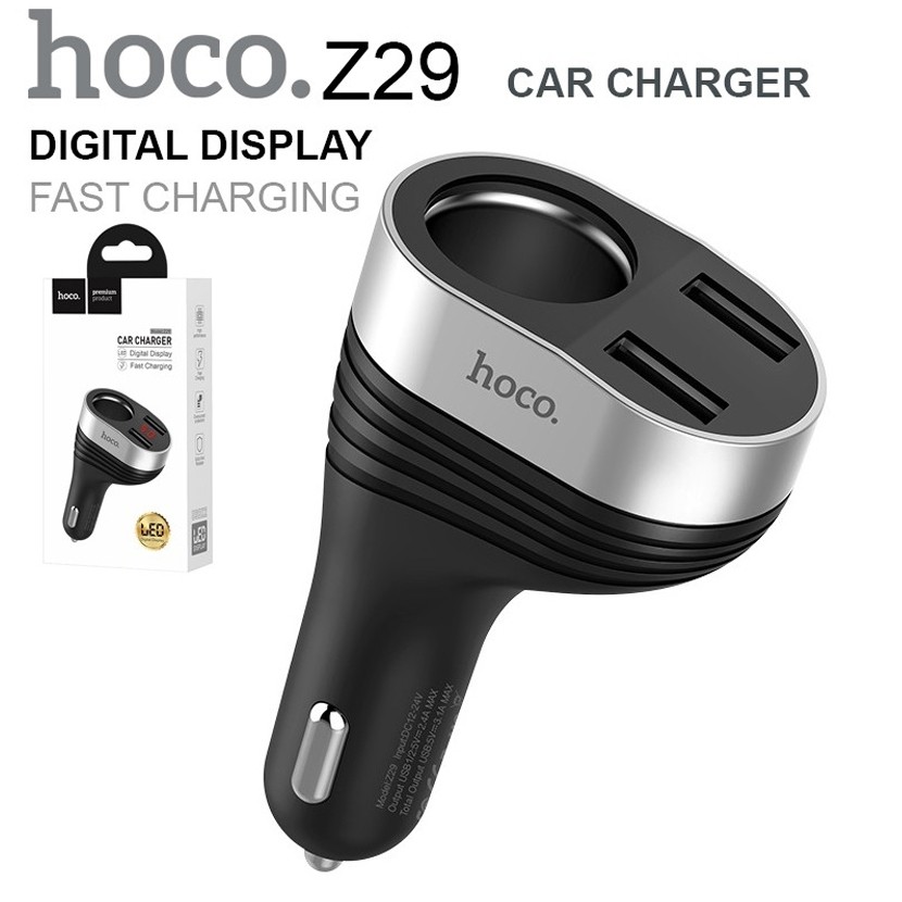 หัวชาร์จในรถ Hoco รุ่น Z29/Z29 plus 3.1A Max ที่ชาร์จเสียบที่จุดบุหรี่ Car Charger Display Dual USB