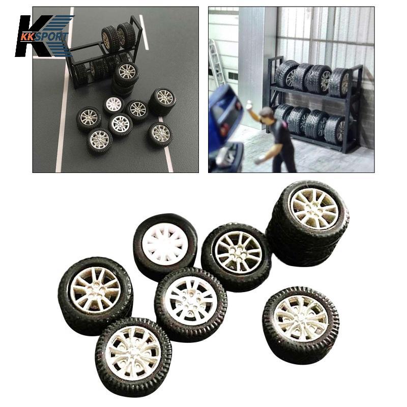 [KKSPORT] RC ล้อและชุดยางเรซินสีดําอะไหล่สําหรับ Diy Rc Car Kit รถของเล่น 1/64 Scale
