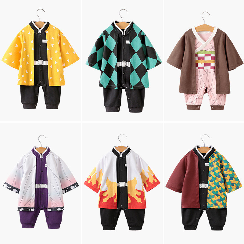 จั๊มสูทเด็ก คอสเพลย์ชิ้นเดียว Tanjiro ทารกแรกเกิด ชุดรอมเปอร์ ทารกปีนเขาเครื่องแต่งกาย Itachi Uchiha แขนยาว