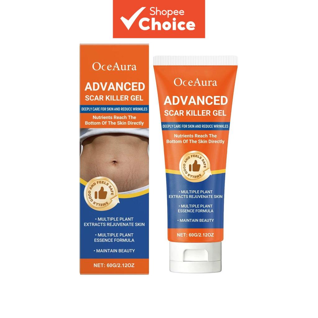  เจลลดรอยแผลเป็นขั้นสูง สําหรับรอยแผลใหม่ & เก่า, ครีมลดรอยแผลเป็นสําหรับการฟื้นตัวหลังผ่าตัด, การรักษาสิวรอยแผลเป็น & การฟื้นฟูด้านหลังส่วนซี, 60 กรัม