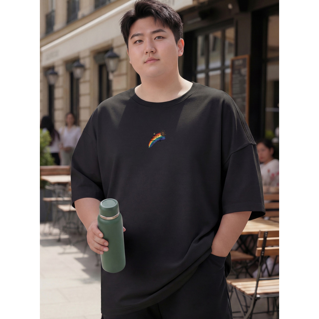 2R284 ผู้ชาย Tshirt Lelaki Baju T เสื้อ XL-5XL ขนาดใหญ่ Crop Top Plus ขนาดรอบคอสไตล์เกาหลีเสื้อผ้า T