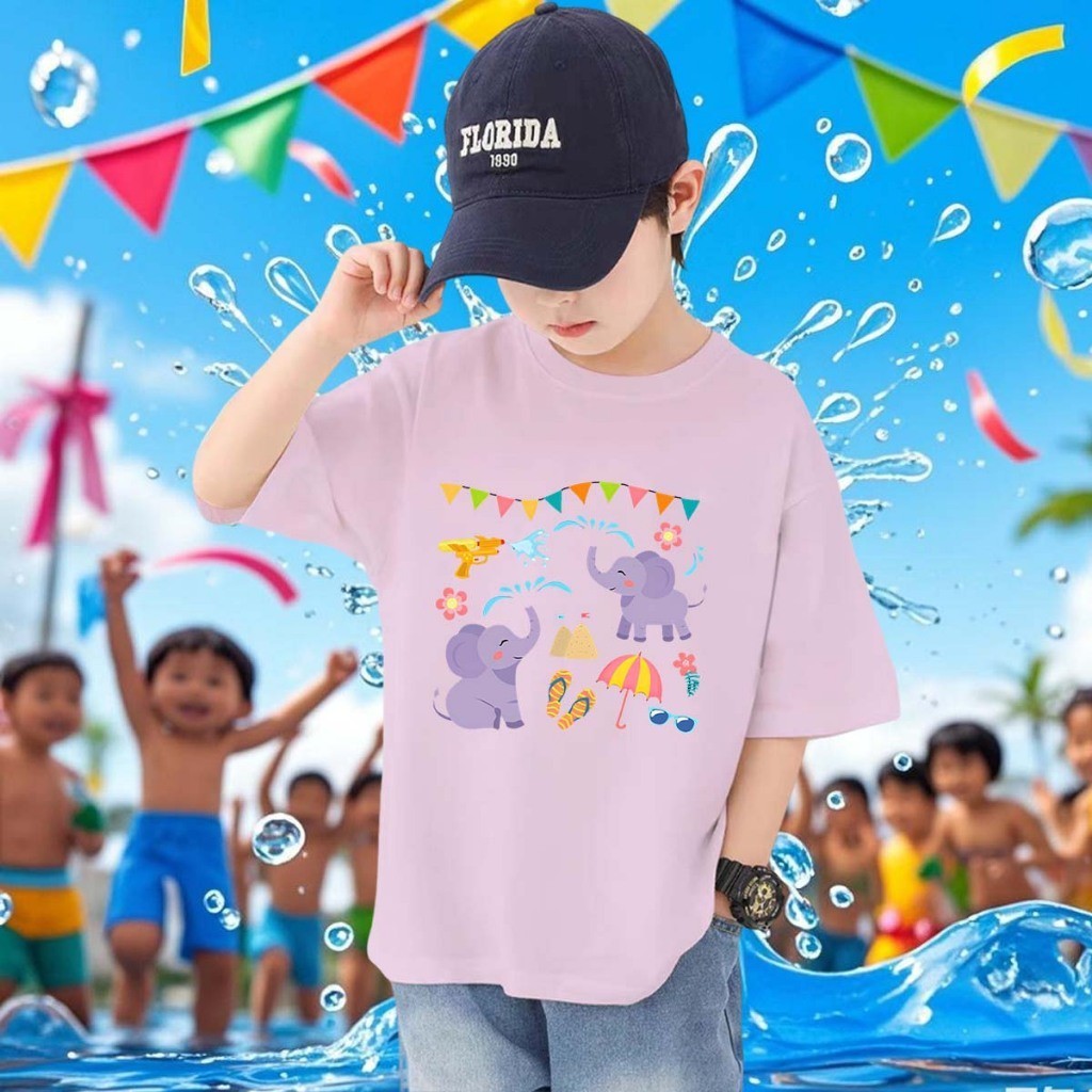 Yout-children🔫🌊 เสื้อเด็ก ของเด็ก เสื้อคอกลม ลายพิมพ์ทันสมัย 'songkran' สบายและนุ่ม อายุ 2-9 ปี