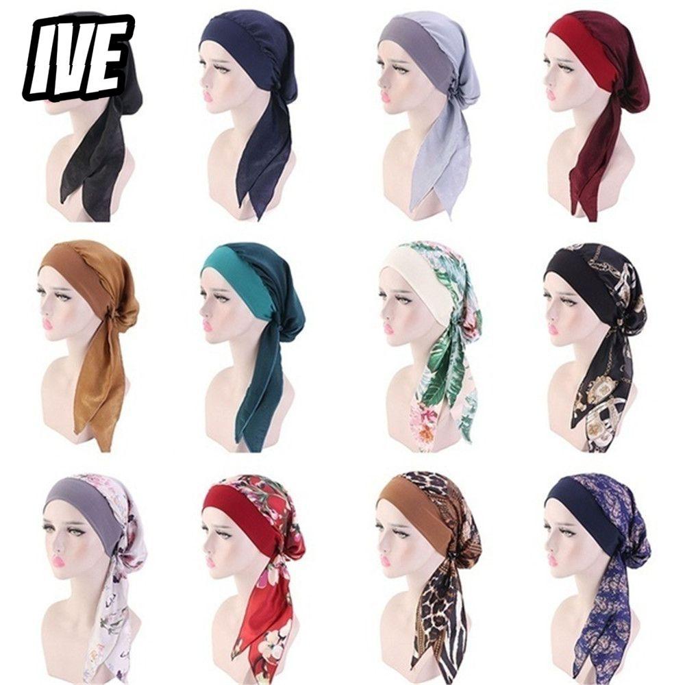 IVEYOUNG Cancer Head Scarf Women Pre-Tied Print Elastic Chemo Pirate Cap