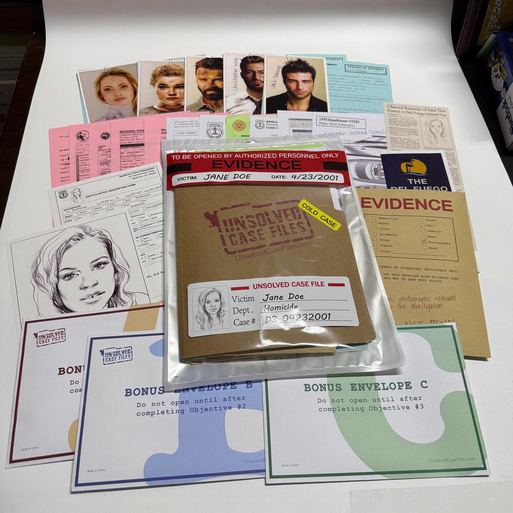 Cold Case Unsolved Case File Doe, Jane Cold Case Murder Puzzle Game Who Killed Doe, Jane