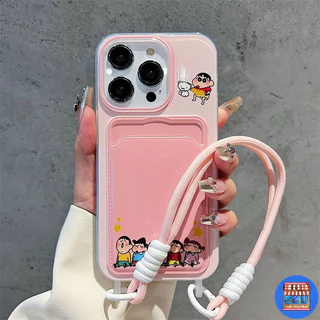 ส่งในพื้นที่ เคสสำหรับไอโฟน16 คู่ชินจานNe เคสช่องใส่การ์ดสายข้อมือ For iPhone17 16 11 12 13PROMAX 14 15PLUS 7/8 SE2 XSXR