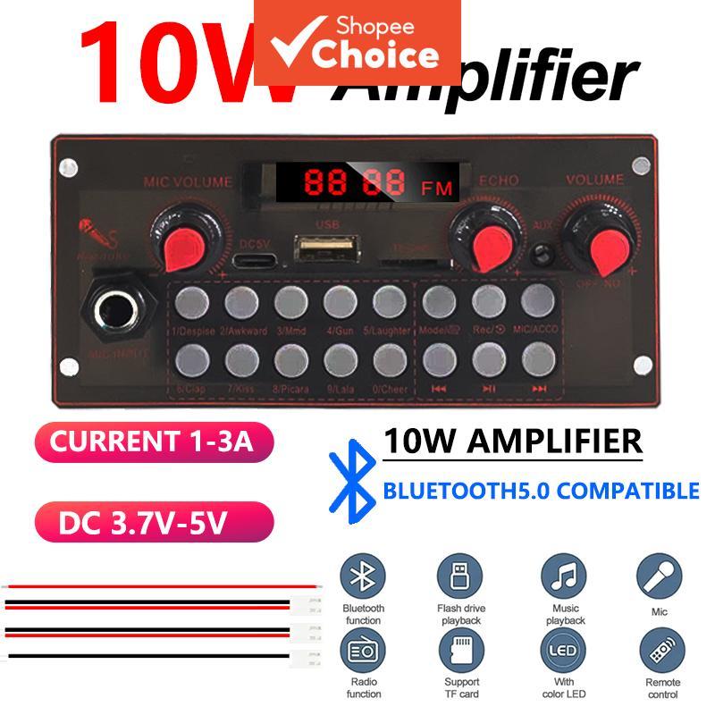บอร์ดแอมป์บลูทูธขนาดเล็ก 10W 3.7-5V พร้อมจอแสดงผลและรีโมท DIY ชุดลําโพง