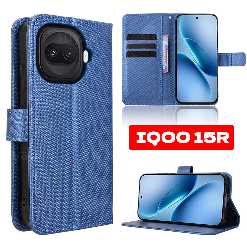 สําหรับ Vivo IQOO 15R 2026 เคสโทรศัพท์หรูหราพลิกหนังรูปแบบเพชรผิวปลอก IQOO15R VivoIQOO15R PU กระเป๋าสตางค์ช่องใส่การ์ดปกหลัง