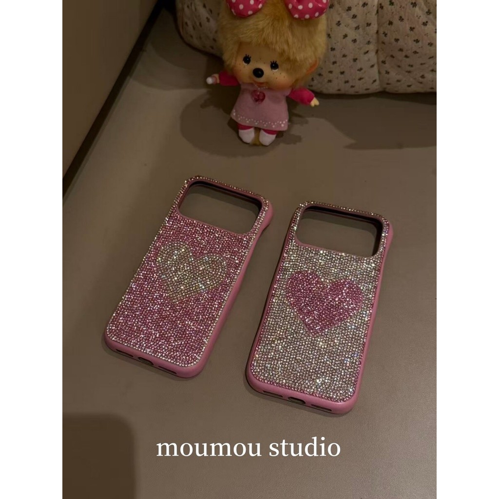 แฟลชเพชรรักเหมาะสําหรับเคสโทรศัพท์มือถือ iPhone17, Apple 16promax ใหม่ 15pro ผู้หญิง 13 เคสป้องกัน 14 17promax 16pro 14promax 15promax