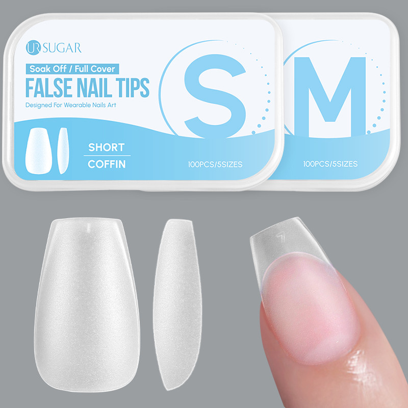 UR SUGAR Clear Matt Soft Gel เคล็ดลับ 100 ชิ้นเล็บปลอมเคล็ดลับเล็บปลอมสําหรับ Home DIY เล็บเล็บ Quick EXTENSION