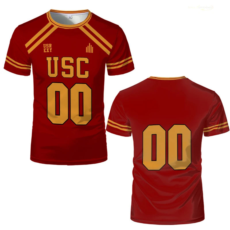 เสื้อยืดกีฬาแบบ breathable ลาย USC Trojans สำหรับคอสเพลย์ ผู้ชาย