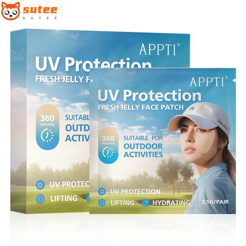 SUTEE 5 คู่/กล่อง UV Face Patch, Golf Sun Protection Fresh Jelly Sun Patch, สติกเกอร์ Sunblock Gel Moisturing Eye กิจกรรมกลางแจ้ง