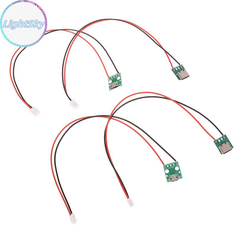 LightSky Type-c PCB พร้อม Cabbel Converter อะแดปเตอร์ Micro USB ถึง DIP หญิงเชื่อมต่อ Breakout BOARD สายชาร์จ Soet TH