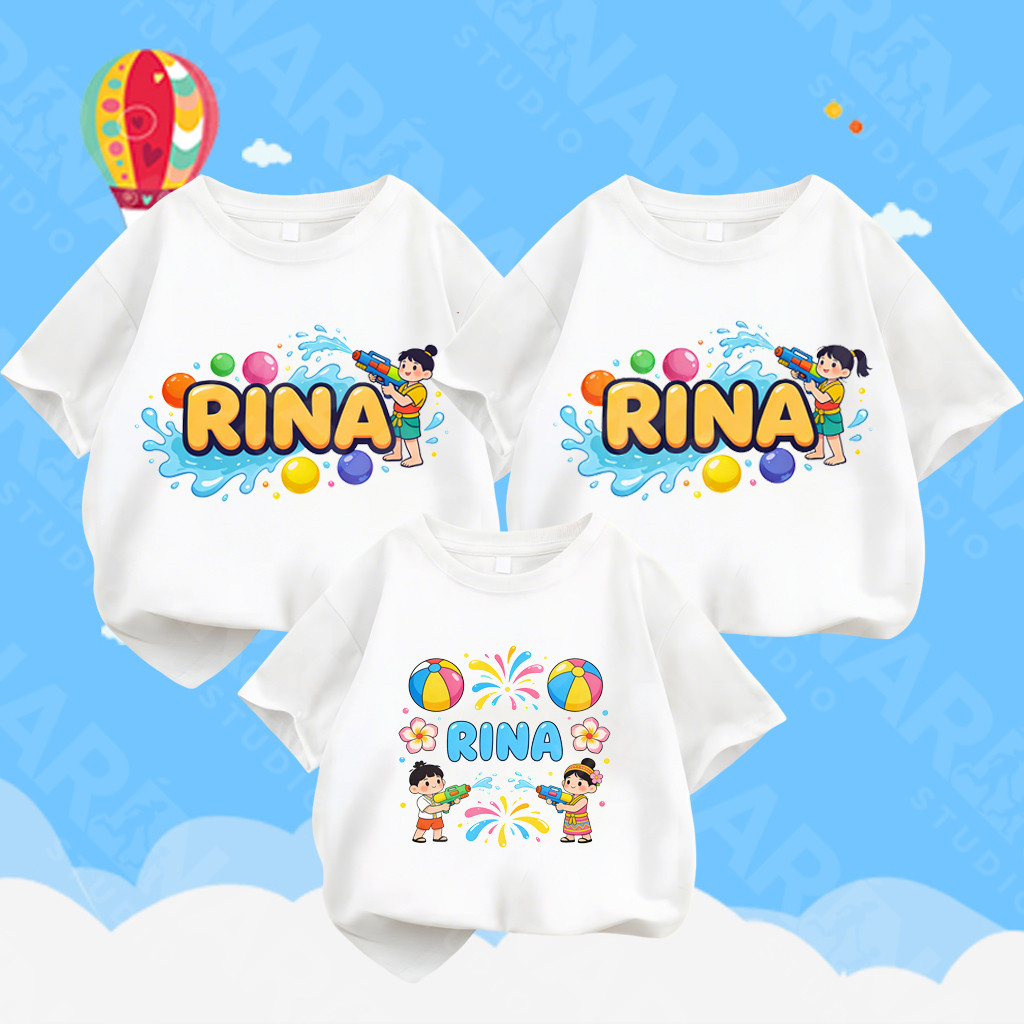 🔥พร้อมส่ง&COD🔥RINA STUDIO🔥 ชุดครอบครัวสงกรานต์ 2026 ลายฮาวาย โลโก้ RINA พิมพ์ลายสงกรานต์#1