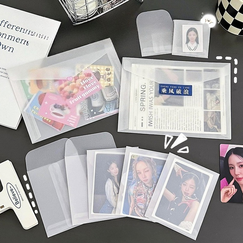 10ชิ้นเคลือบโปร่งแสงซัลเฟตกระดาษซองจดหมายบัตรของขวัญถุงบรรจุภัณฑ์เชิญ