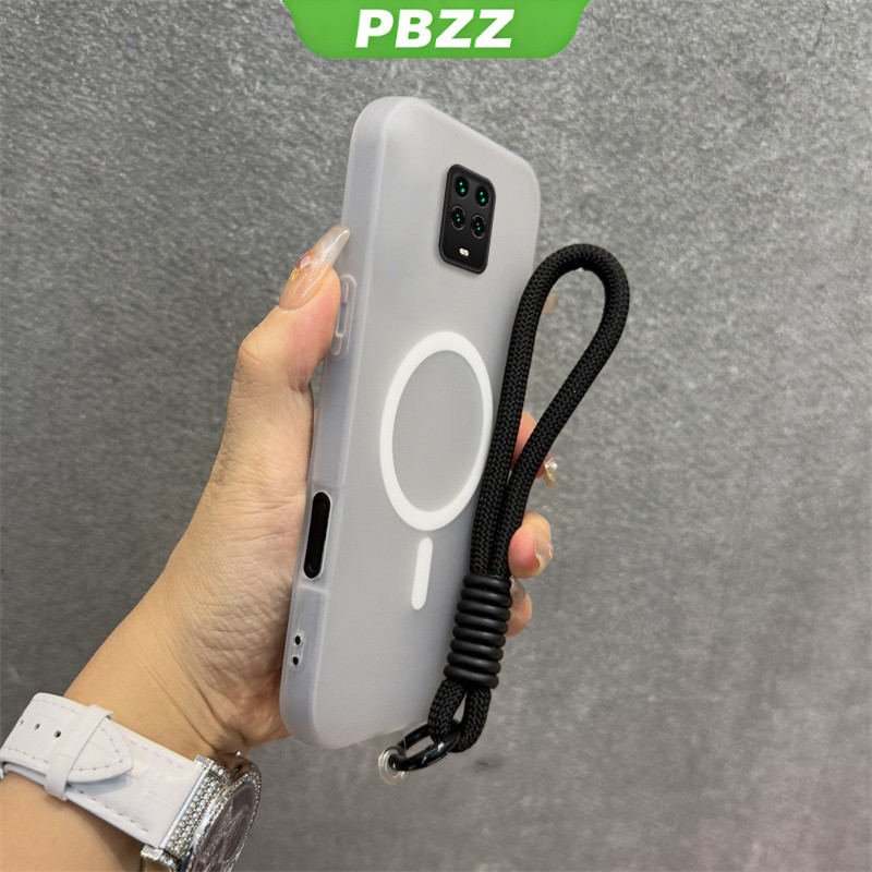 PBZZ Jelly สี 2 in 1 สําหรับ Redmi NOTE 9S REDMI NOTE 8 9 PRO เคสโทรศัพท์กันกระแทกออกแบบใหม่ความงามพร้อมเชือกเส้นเล็กไร้สายแม่เหล็กสีดํา GDBSWX02