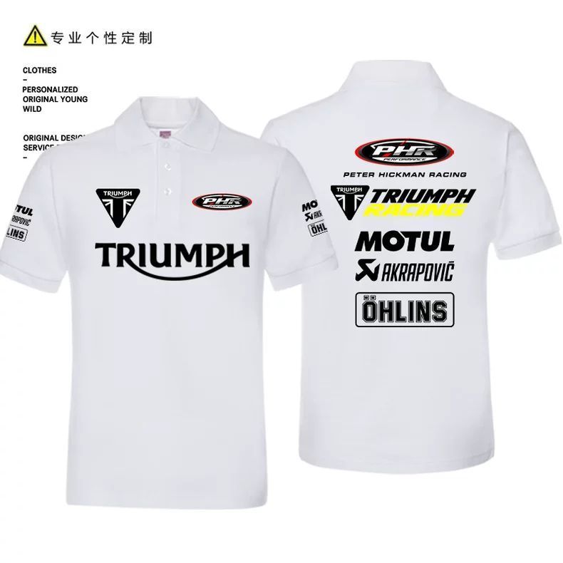 เสื้อโปโล Triumph PHR Team WSBK Isle of Man TT Racing ผ้าฝ้าย 100% แขนสั้น คอปก ลำลอง สำหรับผู้ชายแล