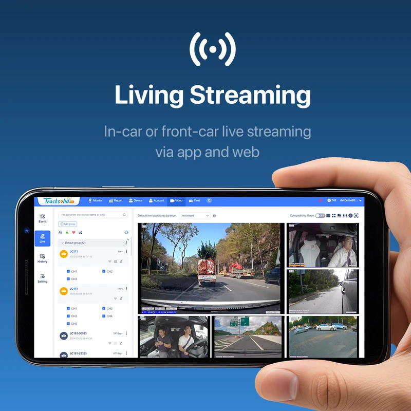 Jimi JC400P 4G กล้องติดรถยนต์ Live Stream1080P กล้องคู่ GPS ติดตาม Wifi Hotspot สัญญาณเตือนหลาย DVR 