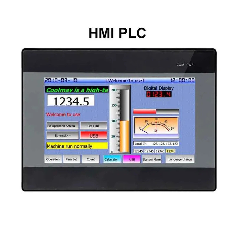 HMI PLC 4.3 All In One Integrated Controller Logic Analog 4AI 2AO 0-10V 0-20mA DC24V ทรานซิสเตอร์เอา